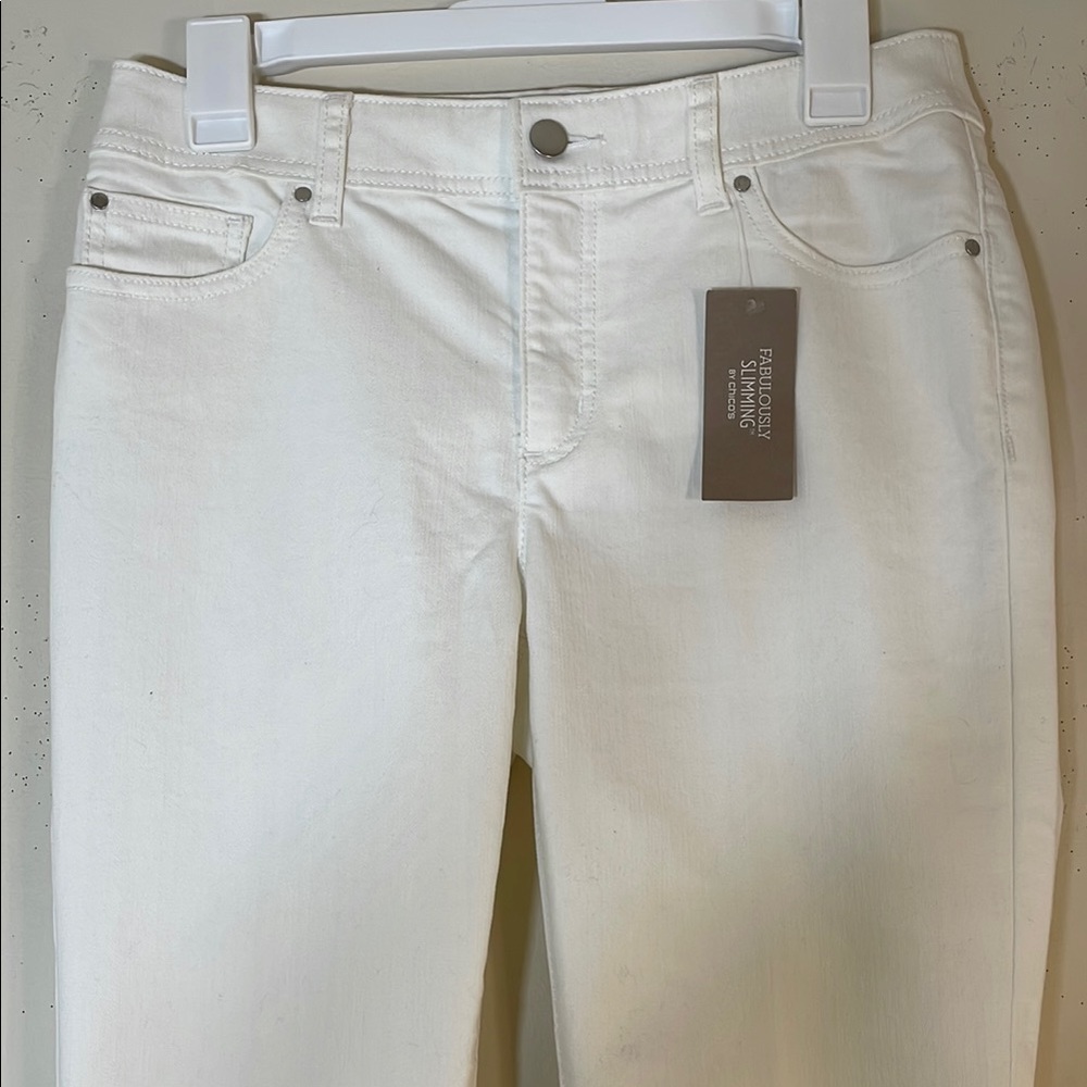 Chico's Fabulously Slimming White Slim Leg Jeans. XS/2(Chico’s 00). NWT. - Picture 3 of 10